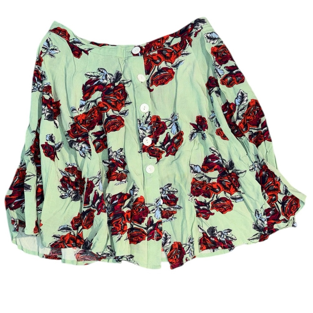 MINKPINK A-Line light green Skirt with Red Floral Design size XS Women’s
